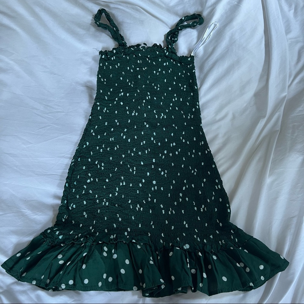 faithful the brand green polkadot mini dress